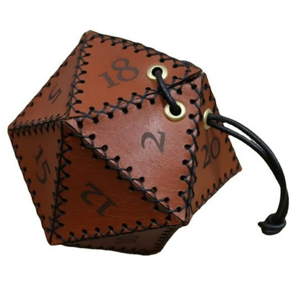Leather Dice Bag Polygonal Dice Storage Boxes Reinforced Drawstring Dice Bags