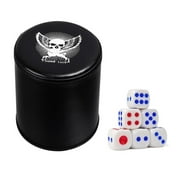 Leather Dice Cup Set Felt Lining Quiet Dice Shaker Cup with 6 Standard Dot Dice for Farkle Yahtzee Games