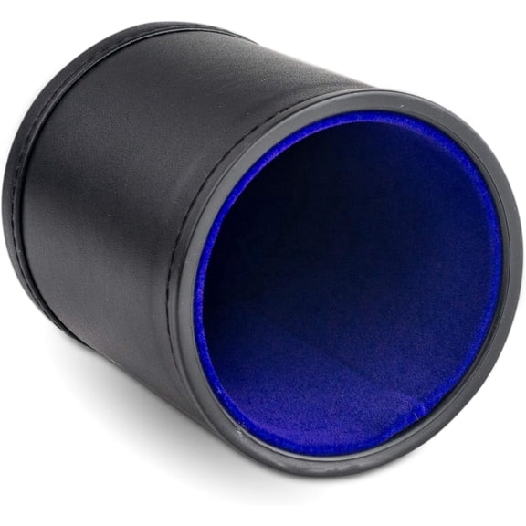 Faux Leather Dice Cup for Board Games, Navy Blue Felt Lining