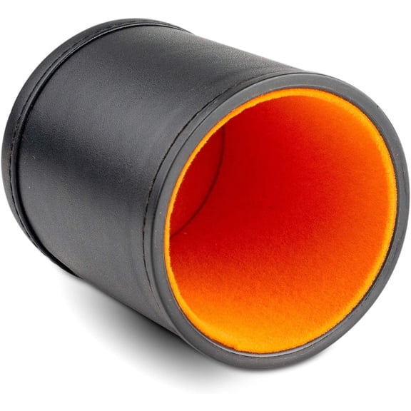 Faux Leather Dice Cup for Board Games, Orange Felt Lining