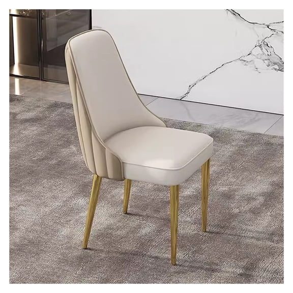 Leather Dining Chairs Mid Century Modern Kitchen Dining Room Chairs Upholstered Armless Accent Side Chairs Living Room Chairs with Gold Legs