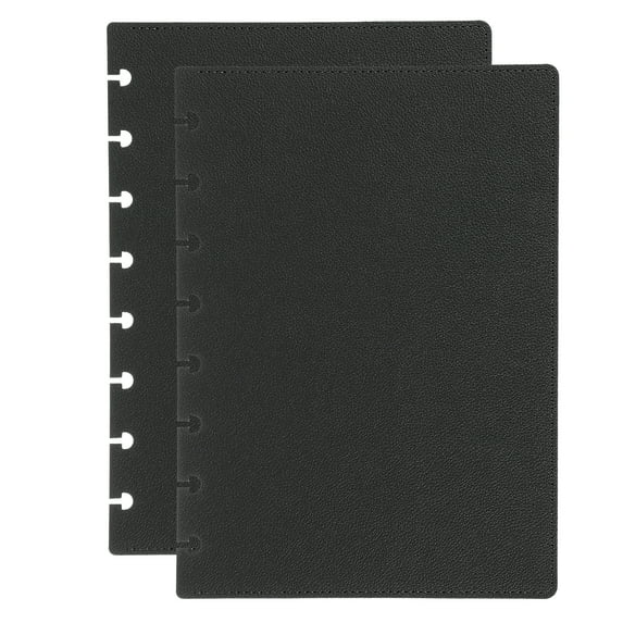Leather Discbound Notebook Cover, A5 Size Disc Planner Cover for Arc Notebook Happy Planner, Black