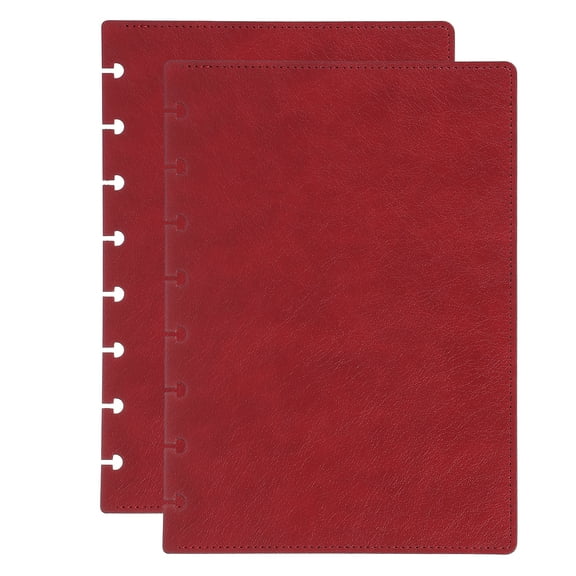Leather Discbound Notebook Cover, A5 Size Disc Planner Cover for Arc Notebook Happy Planner, Dark Red