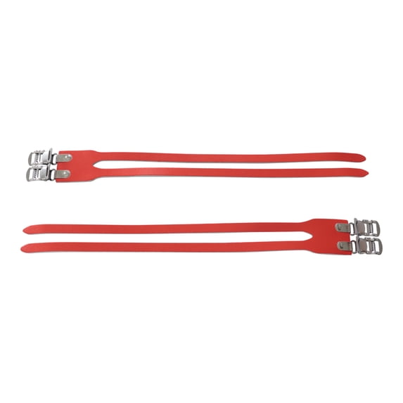 Leather Dobule PedalToe Straps Red