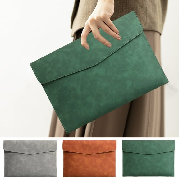 Leather Document Bag under $5! Cagogo Magnetic Lock Leather File Bag A4 Paper File Bag Folder Bag Data Business Easy Briefcase Bag Document Organizer Portfolio Case