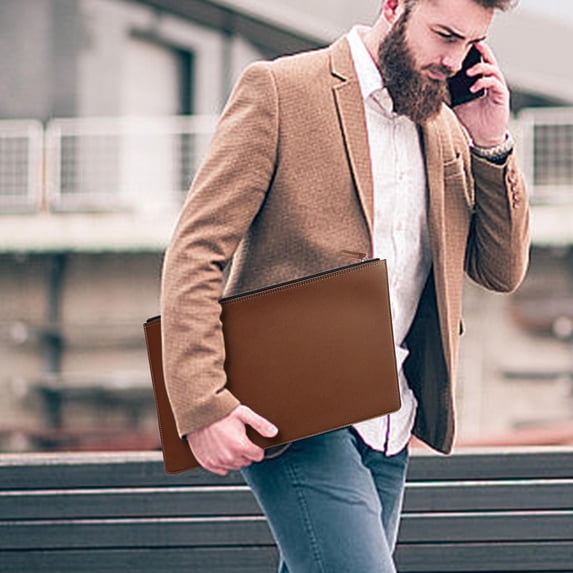 Leather Document Bag Briefcase | Waterproof Business Portfolio Organizer | Thickened Lychee Texture | Sleek, Durable, Shape-Retaining File Folder | 354x258mm | Professional Storage for Men & Women