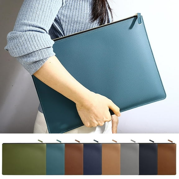 Leather Document Bag | Waterproof Executive Briefcase for Men & Women | Luxury Lychee Texture Folder | Durable, Sleek Storage | Resists Deformation | 354x258mm Size | Professional Organizer | Black