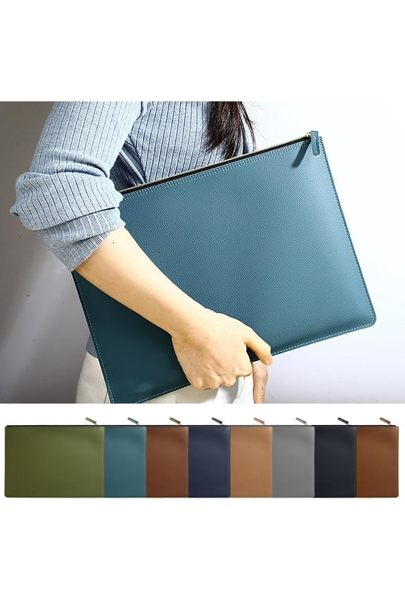 Leather Document Bag | Waterproof Executive Briefcase for Men & Women | Luxury Lychee Texture Folder | Durable, Sleek Storage | Resists Deformation | 354x258mm Size | Professional Organizer | Black