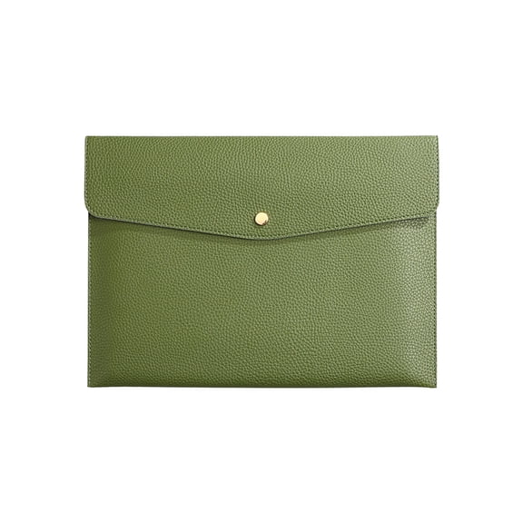 Leather Document Folder, Waterproof File Bag with Removable Hand Strap for A4 Letter Size Paper, Elegant Portfolio Organizer Pouch for Office School, Travel Document Holder for Passport Bills