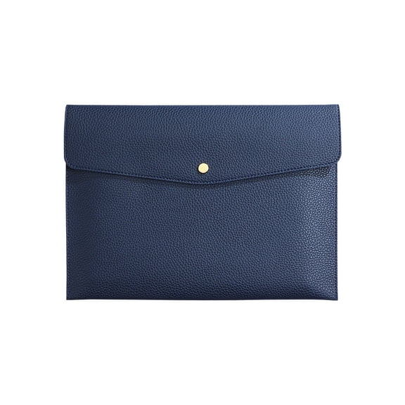 Leather Document Folder, Waterproof File Bag with Removable Hand Strap for A4 Letter Size Paper, Elegant Portfolio Organizer Pouch for Office School, Travel Document Holder for Passport Bills