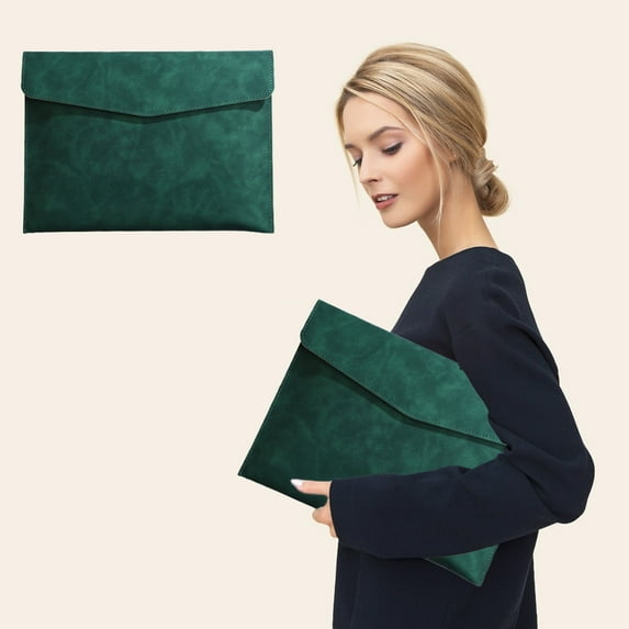 Leather Document Holder for 100 Sheets, Horizontal Opening Portfolio Folder with Magnetic Closure, Large Capacity Executive Organizer for Business Office & Sch-ool