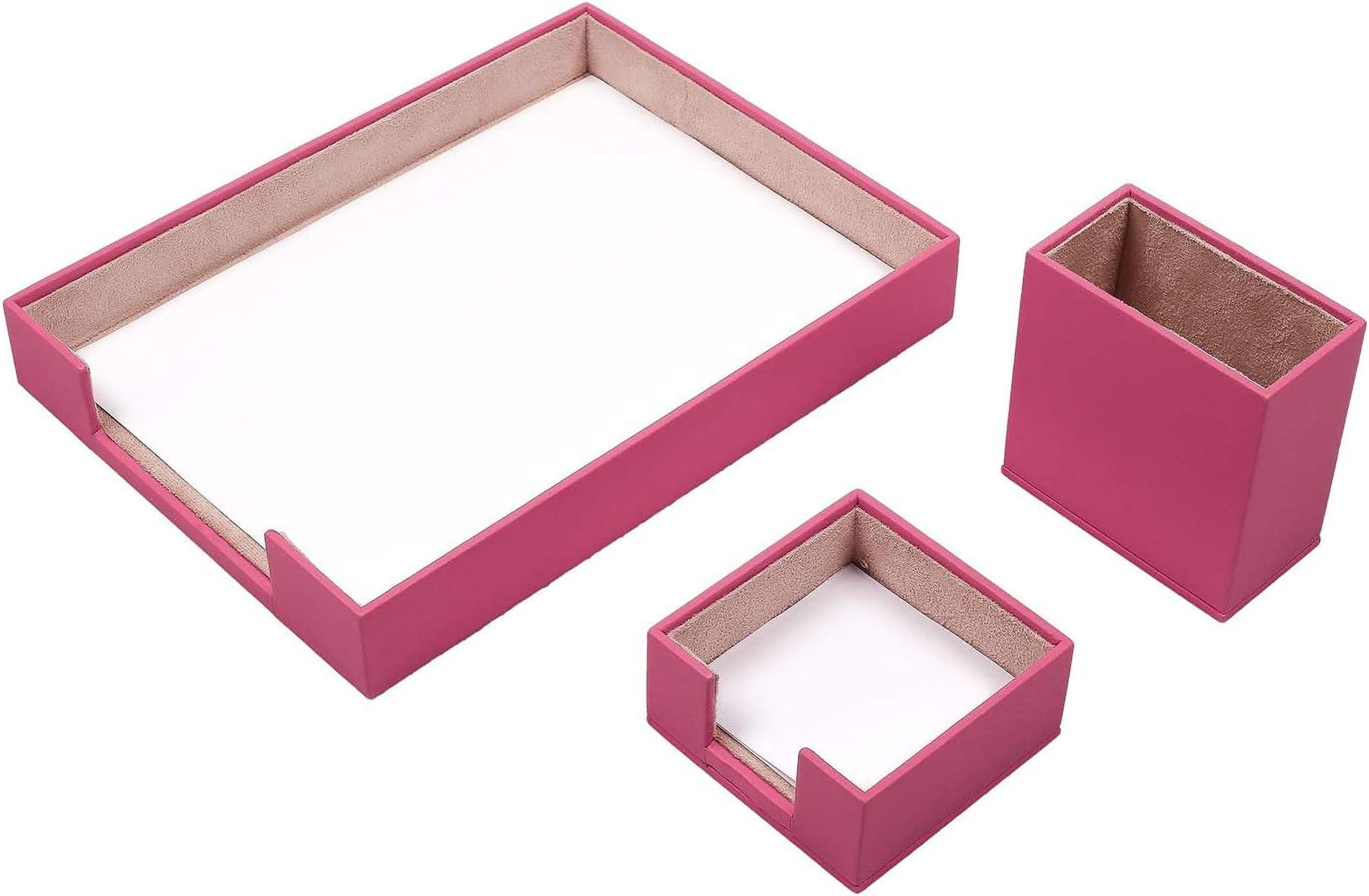 Leather Document Tray - Pen Holder - Note Paper Holder -3 Accessories-Desk Organizer - Office Desk Accessories - Desktop Storage - 3 PCS