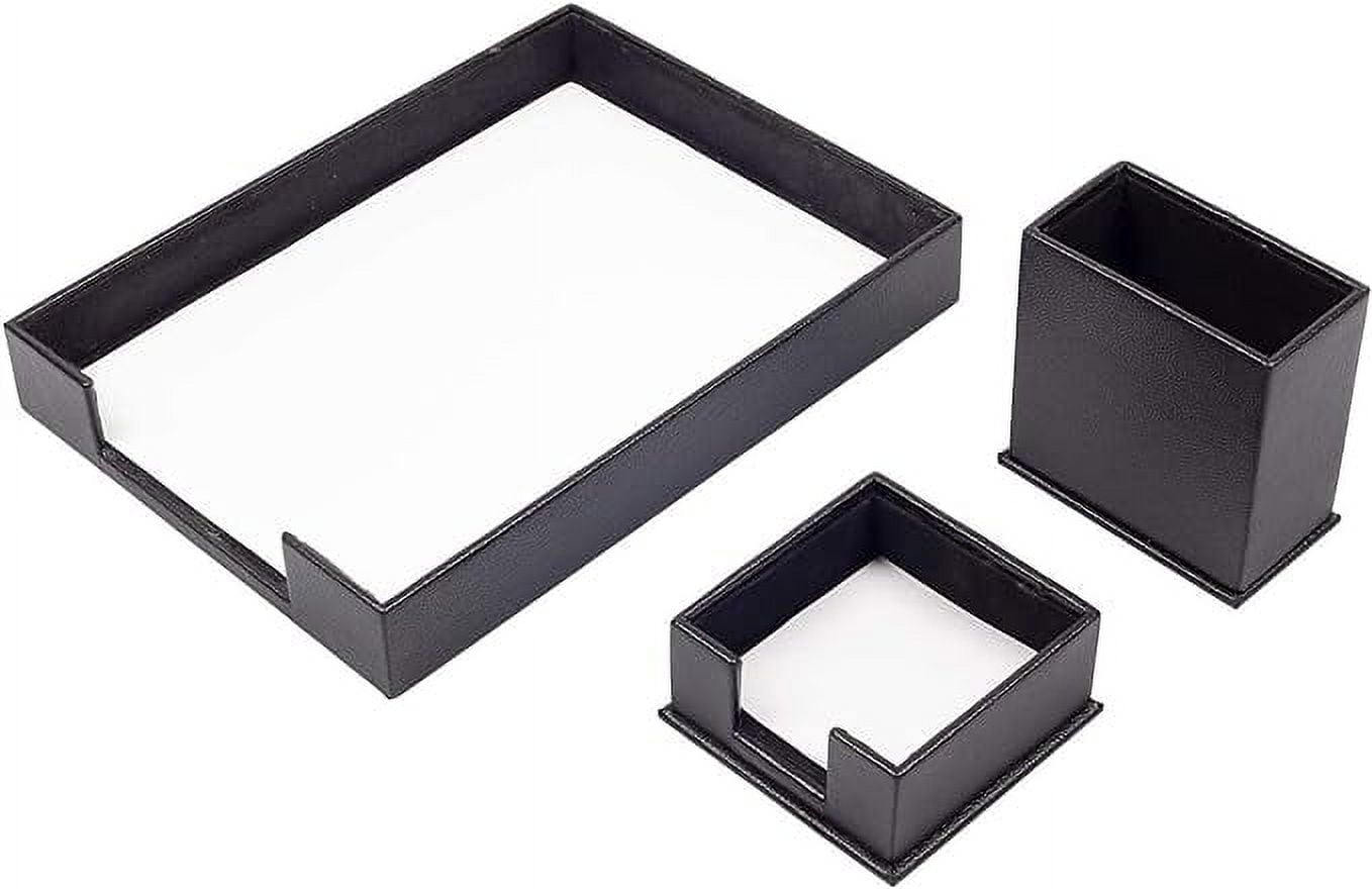 Leather Document Tray - Pen Holder - Note Paper Holder -3 Accessories-Desk Organizer - Office Desk Accessories - Desktop Storage - 3 PCS