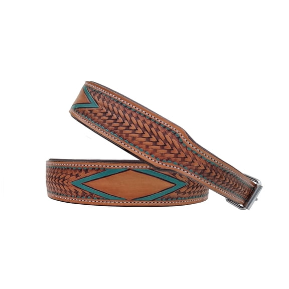Leather Dog Collar Extra Small Size Western Style Heavy Duty Hand Tooled Adjustable Padded Soft for Small Puppies and Big Dogs 10AB148-XS