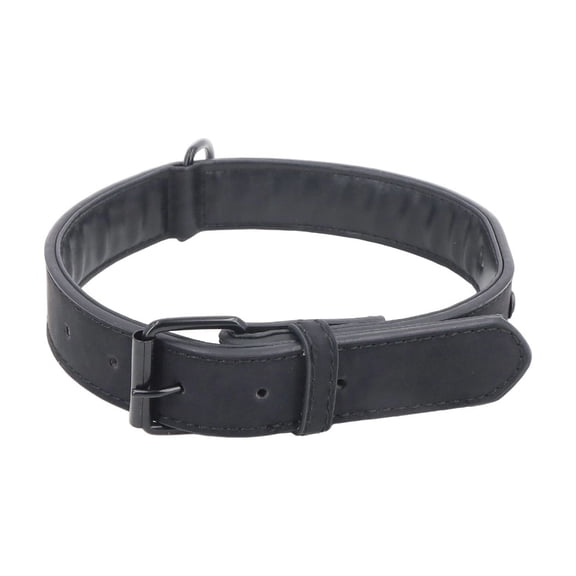 Leather Dog Collar for Small Medium Large Dog Adjustable Soft Breathable Leather Padded Puppy Collar with Alloy Buckle Heavy Duty Waterproof Classic Dog Pet Collar(XL,Black)