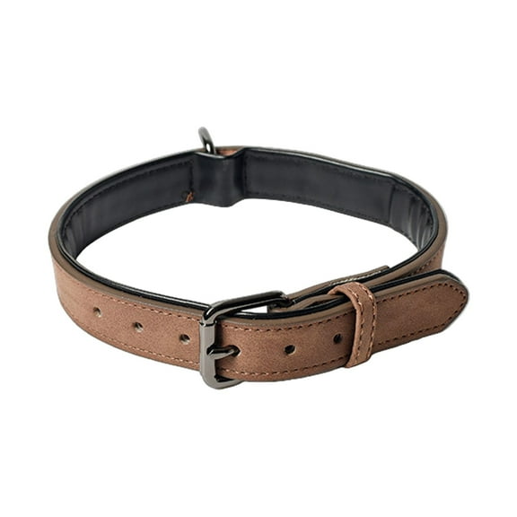 Leather Dog Collar for Small Medium Large Dog Adjustable Soft Breathable Leather Padded Puppy Collar with Alloy Buckle Heavy Duty Waterproof Classic Dog Pet Collar(XL,Brown)