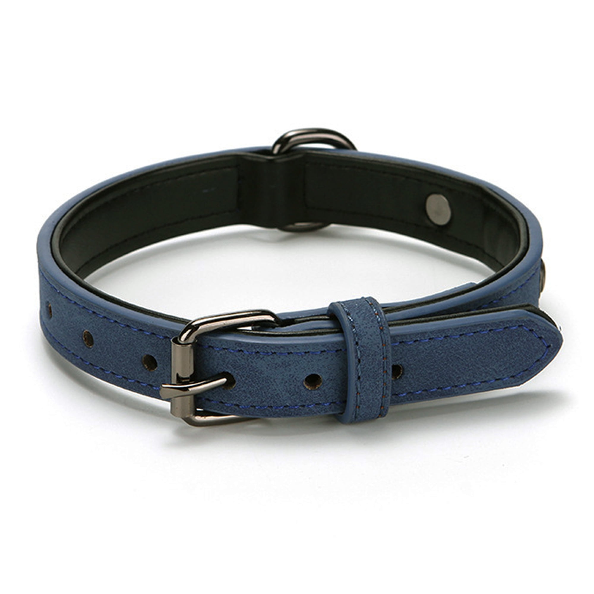 Leather Dog Collar Soft & Breathable Padded Metal Hardware Rust