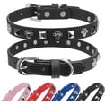 thumbnail image 1 of Leather Dog Collars for Small Medium Dogs with Rivet, Adjustable Studded Cute Dog Collar for Pet Boy Girl Kitten Cats, Bling Spiked Puppy Collars 1Pack, 1 of 8