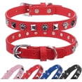 thumbnail image 1 of Leather Dog Collars for Small Medium Dogs with Rivet, Adjustable Studded Cute Dog Collar for Pet Boy Girl Kitten Cats, Bling Spiked Puppy Collars 1Pack, 1 of 8