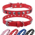 thumbnail image 1 of Leather Dog Collars for Small Medium Dogs with Rivet, Adjustable Studded Cute Dog Collar for Pet Boy Girl Kitten Cats, Bling Spiked Puppy Collars, 1 of 8