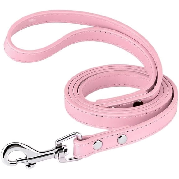 Leather Dog Leash Soft S M Leather Dog Leash Pet Walking Training Leads Durable for Small Medium Dogs(Pink,M)