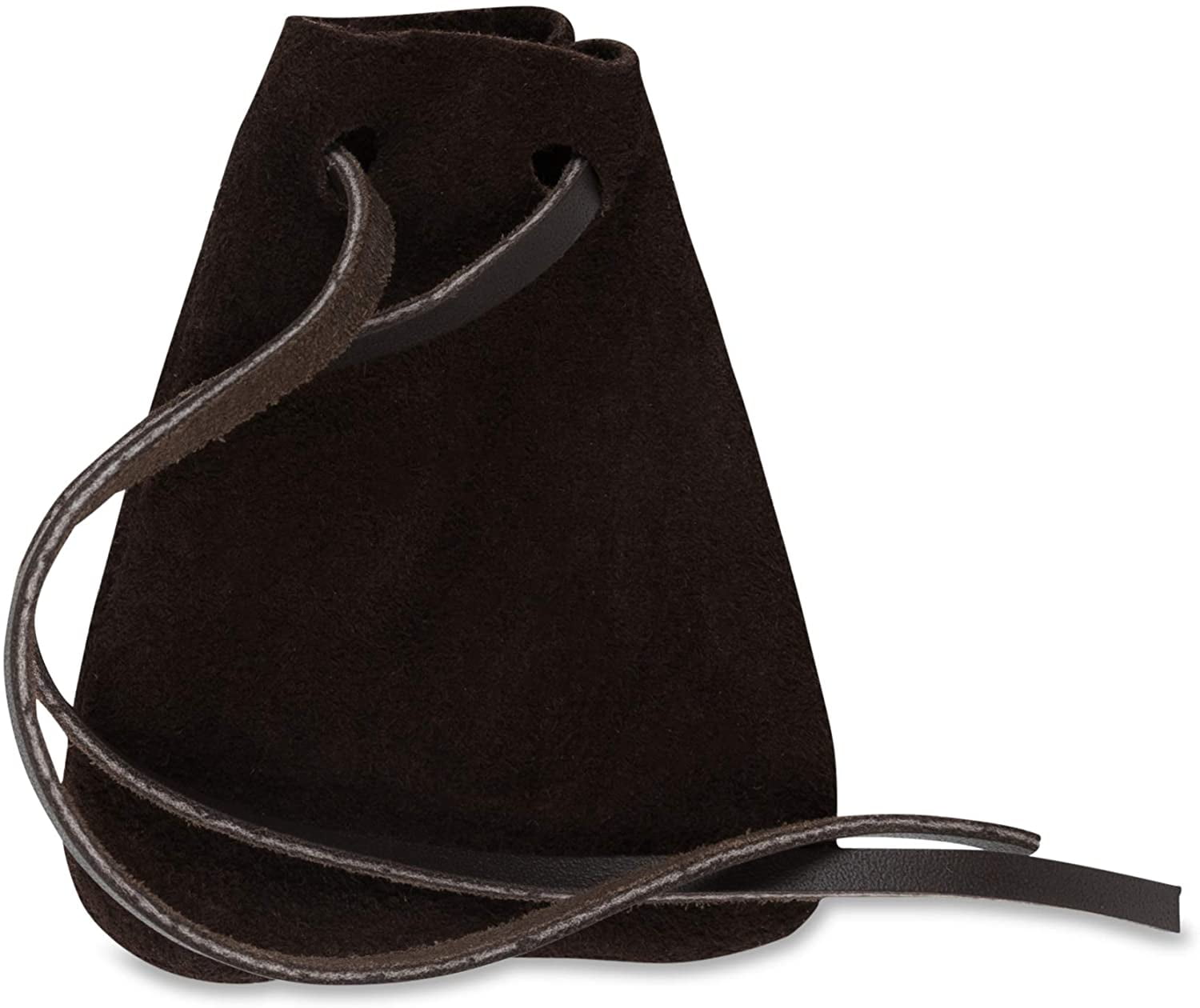 Leather Drawstring Pouch, Coin Bag, Medicine Tobacco Pouch Medieval  Reenactment Made in U.S.A. by Nabob Leather (Suede Brown, Wide)