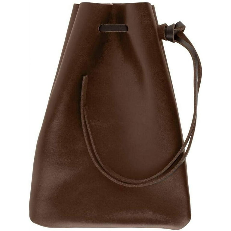 Handcrafted Heavy Leather Draw String Bag