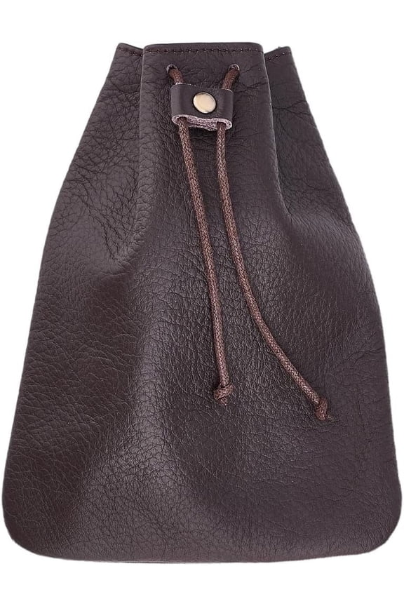 Leather Drawstring Pouch Cowhide Leather Jewelry Storage Bag 7 x 5.5 Inch Coffee Coin Dust Wallet for Jewelry diy