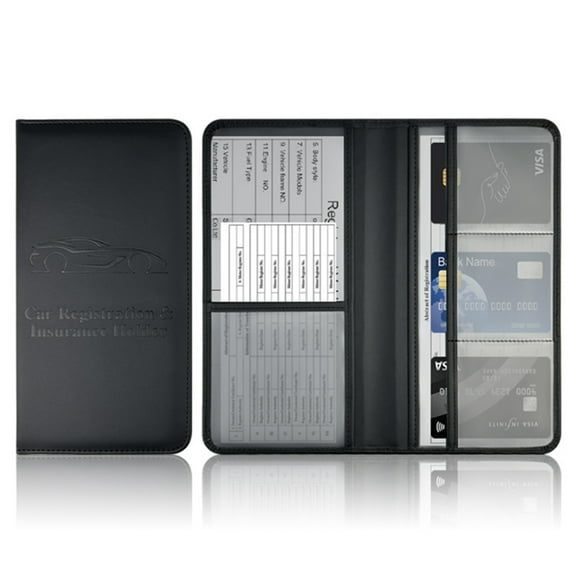 Leather Drivers License and Car Registration Holder with Insurance Card Slot Protective Document Organizer Case