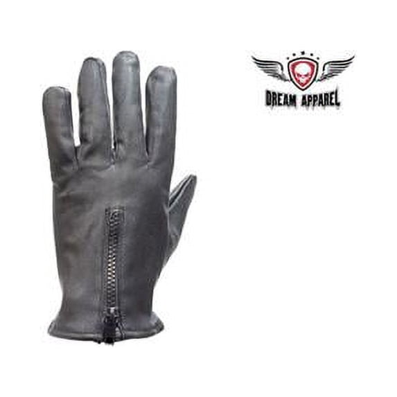 Leather Driving Gloves with Zipper without Lining - 2XL