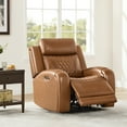 thumbnail image 1 of Spruce & Spring Leather Dual-Motor Lay Flat Recliner with Diamond Quilting, Saddle, 1 of 12