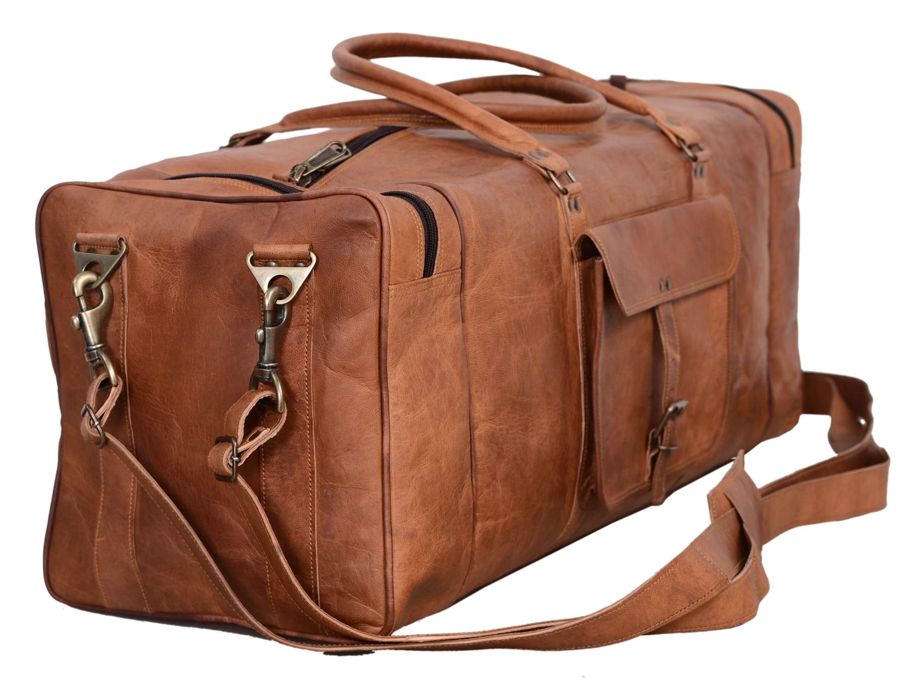 28-Inch Large Leather Duffel Bag – Travel, Gym, Sports, Overnight & Weekend Bag for Men & Women