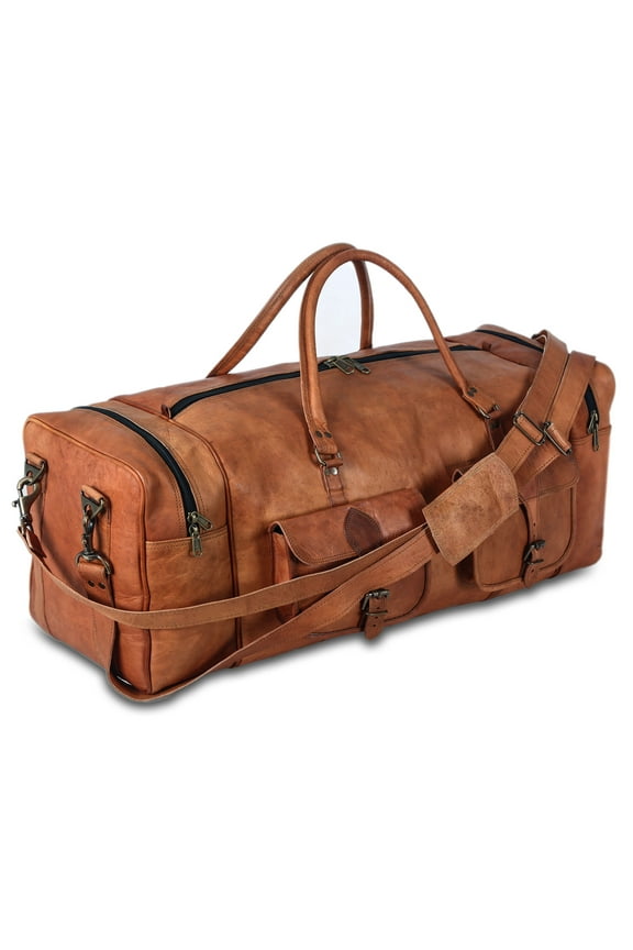 Leather Duffel Bag 30 inch Large Travel Bag Gym Sports Overnight Weekender Bag by Komal s Passion Leather