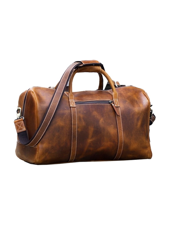 Leather Duffel Bag Travel Gym Sports Overnight Weekend cabin holdall by KomalC (Distressed Tan)