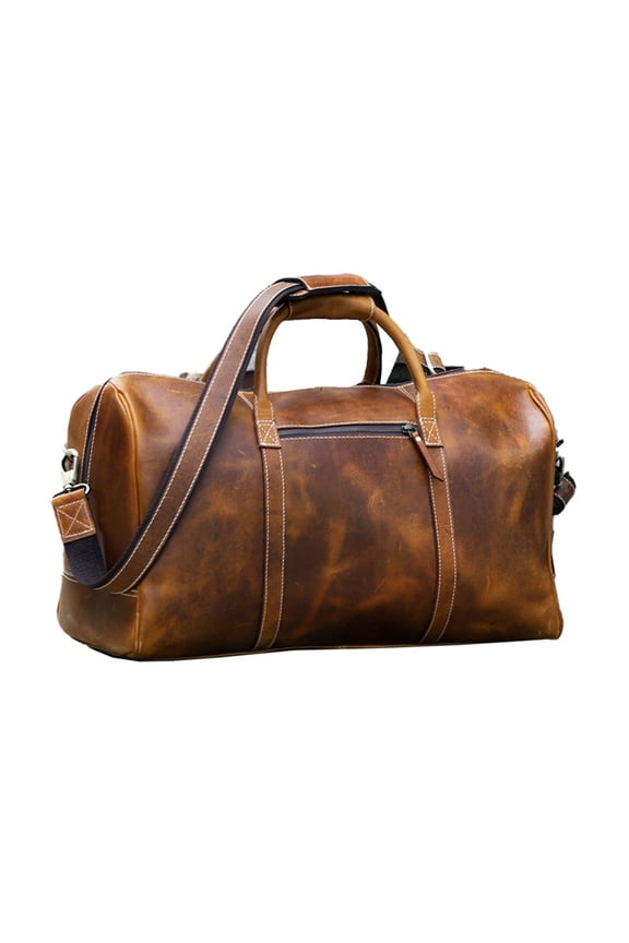 Leather Duffel Bag Travel Gym Sports Overnight Weekend cabin holdall by KomalC (Distressed Tan)