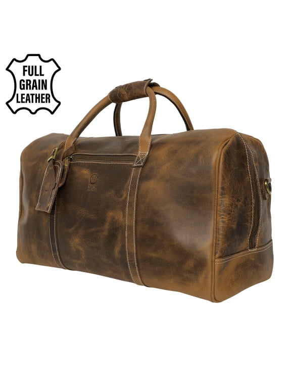 Leather Duffel Bag for Men Vintage Travel Gym Sports Overnight Weekend Duffle Bag Carry on Luggage by Rustic Town