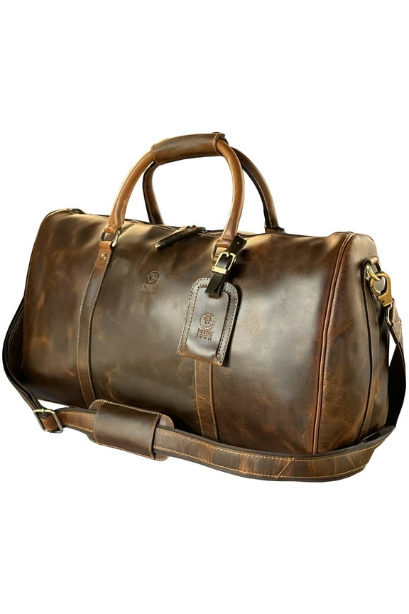 Leather Duffle Bag for Men Travel Gym Sports Carry on Luggage Duffel Bag Overnight Weekender Gift by Rustic Town