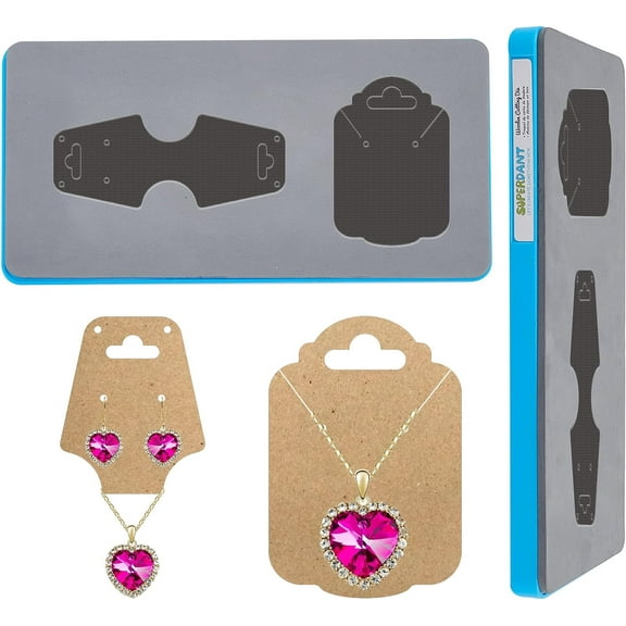 Leather Earring Necklace Die Cutting Dies - 2 Styles Jewelry Display Backing Cards Slits Accessory Card Cuts for DIY Craft Bracelet Jewelry Packaging for DIY