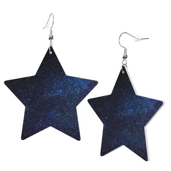 Leather Earrings Black Starry Sky Decorative Star Faux Leather Earring Lightweight Dangle Drop Earrings For Women