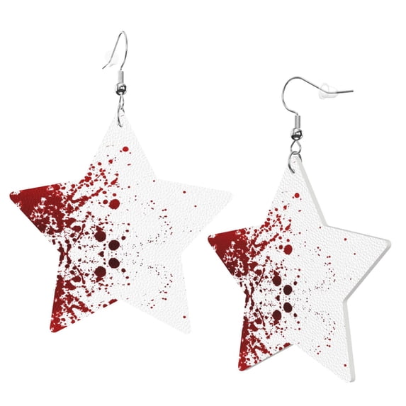 Leather Earrings Dangle For Women Blood Splatter Trendy Star Earrings Lightweight Fashion
