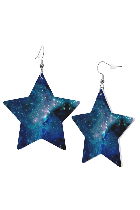 Leather Earrings Dangle For Women Galaxy Nebula Space Trendy Star Earrings Lightweight Fashion