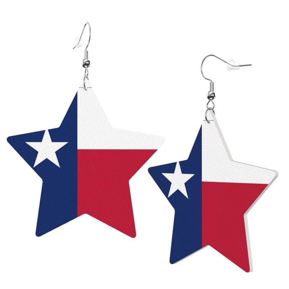 Leather Earrings Texas Flag Decorative Star Faux Leather Earring Lightweight Dangle Drop Earrings For Women