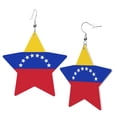 thumbnail image 1 of Leather Earrings Venezuelan Flag Decorative Star Faux Leather Earring Lightweight Dangle Drop Earrings For Women, 1 of 6