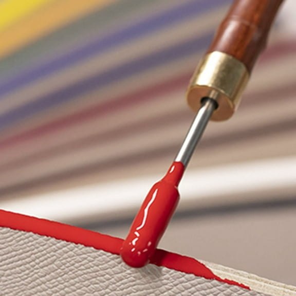 Leather Edge Paint Roller Dye Pen with Sandalwood Handle-Stainless Steel Top DIY Craft Tool