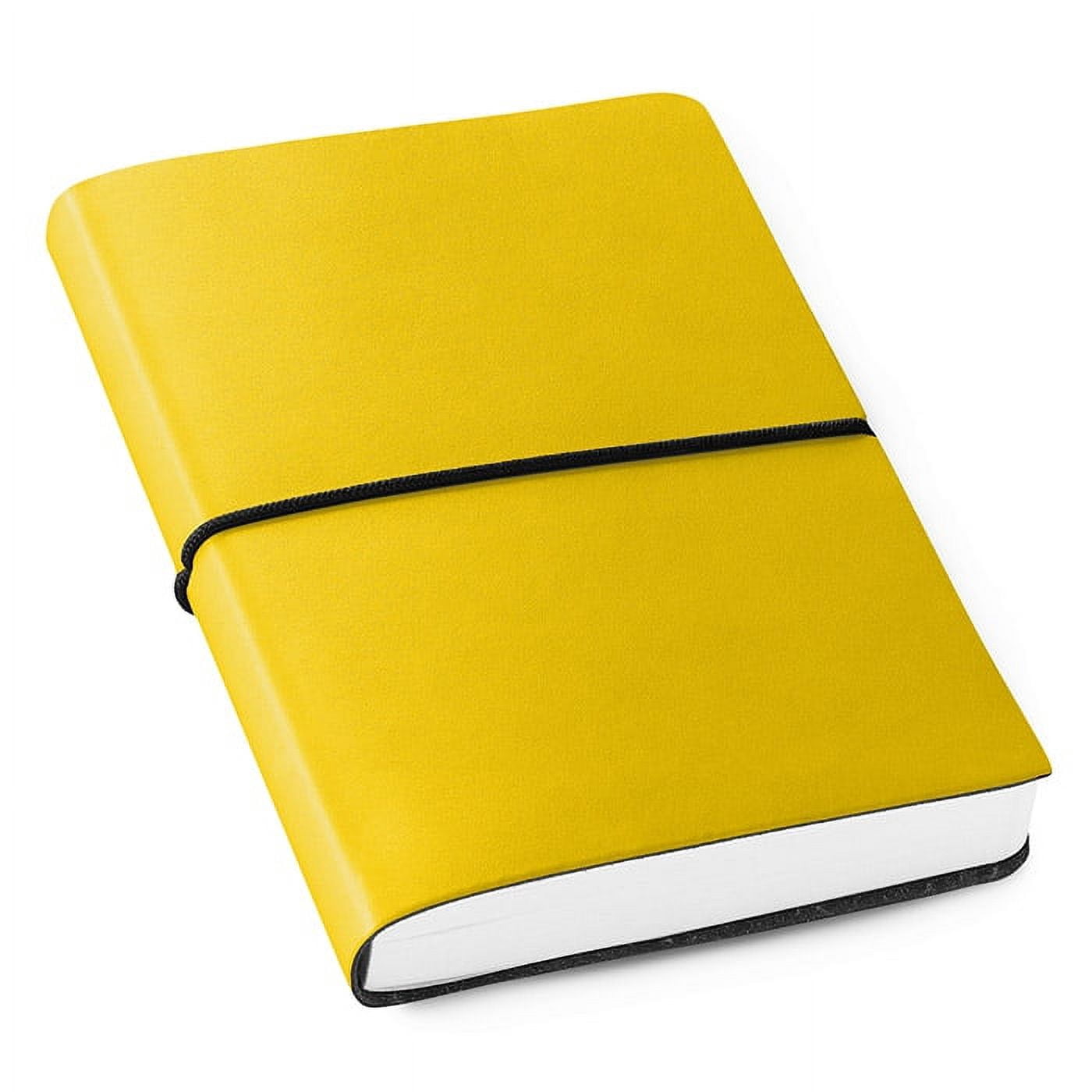 Leather Elastic Travel Journal By Gallery Leather, 7” x 5”, 192 White Pages, Oporto Lemon