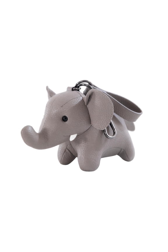 Leather Elephant Plush Cute Soft PU Leather Stuffed Animal Keychain Charm Hanging Ornament Compact Size Lifelike Design for Bag Backpack Purse Car Decoration Travel Gift for Kids Adults Black