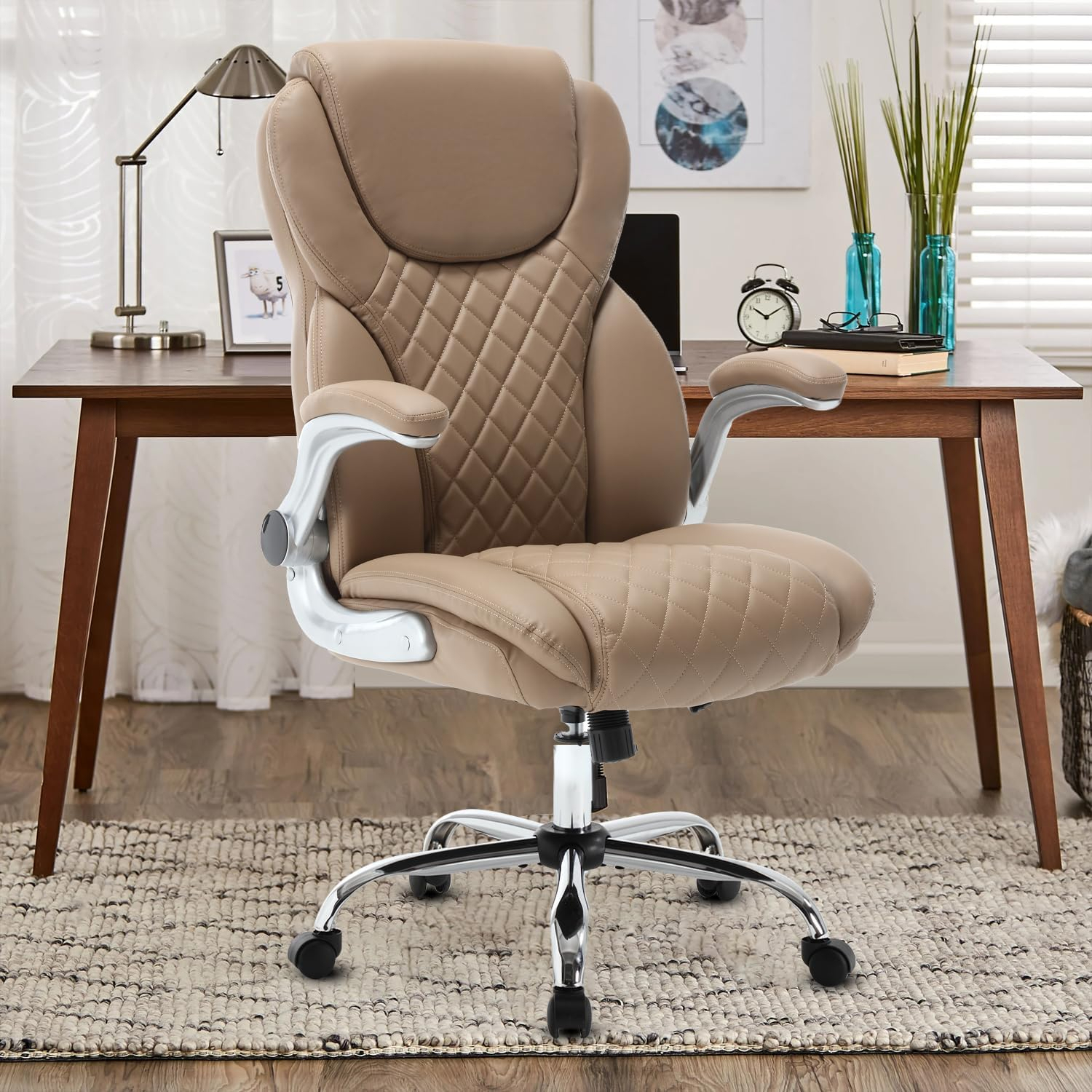 Leather Executive Office Chair High Back Ergonomic Office Desk Chairs