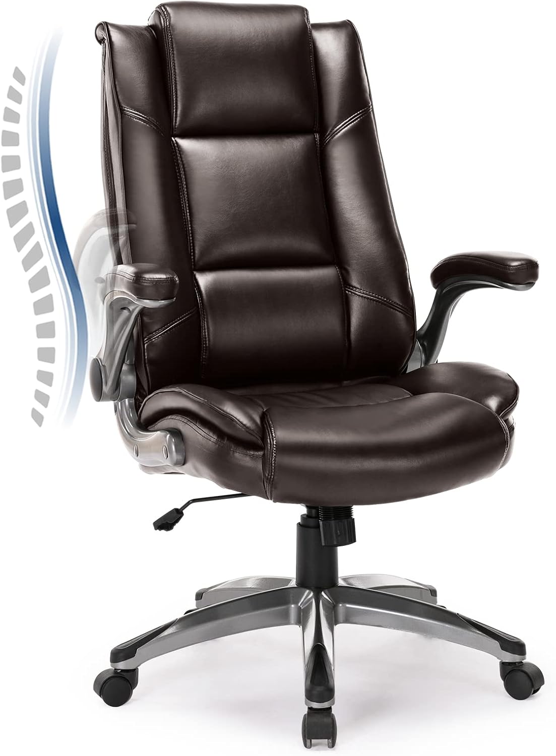 Leather Executive Office Chair - High Back Home Computer Desk Chair ...