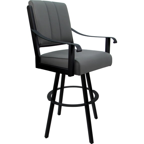 Leather Extra Tall Swivel Metal Bar Stool 34" Seat - Memphis - Gray on Black