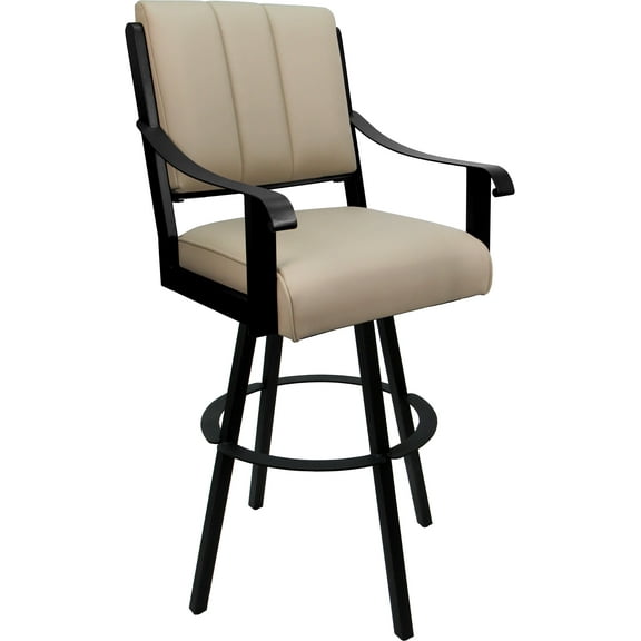 Leather Extra Tall Swivel Metal Bar Stool 34" Seat - Memphis - Tan on Black